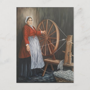 'Porträt einer walisischen Lady Spinning Wool' Postkarte
