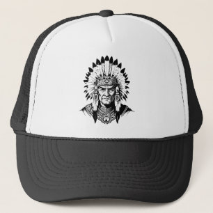 Porträt eines alten indianischen Häuptlings Truckerkappe
