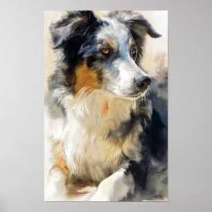 Porträt eines Australian Shepherd-Hundes Poster