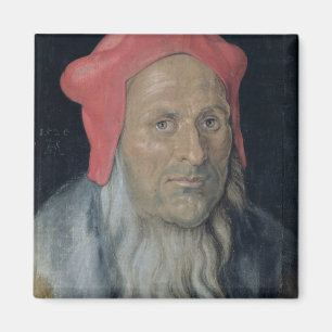 Porträt eines Barteten in einem Red Hat, 1520 (Öl Magnet