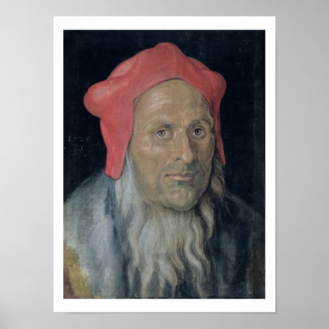 Porträt eines Barteten in einem Red Hat, 1520 (Öl Poster (Vorne)