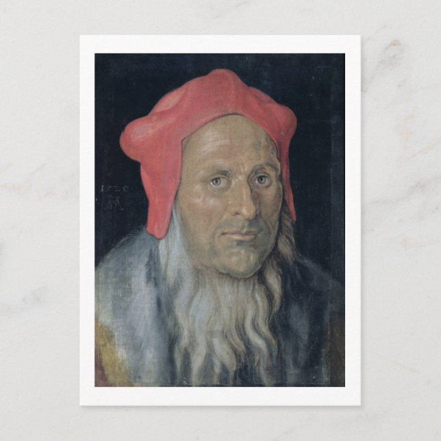 Porträt eines Barteten in einem Red Hat, 1520 (Öl Postkarte (Vorderseite)