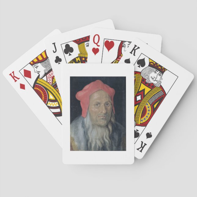 Porträt eines Barteten in einem Red Hat, 1520 (Öl Spielkarten (Rückseite)