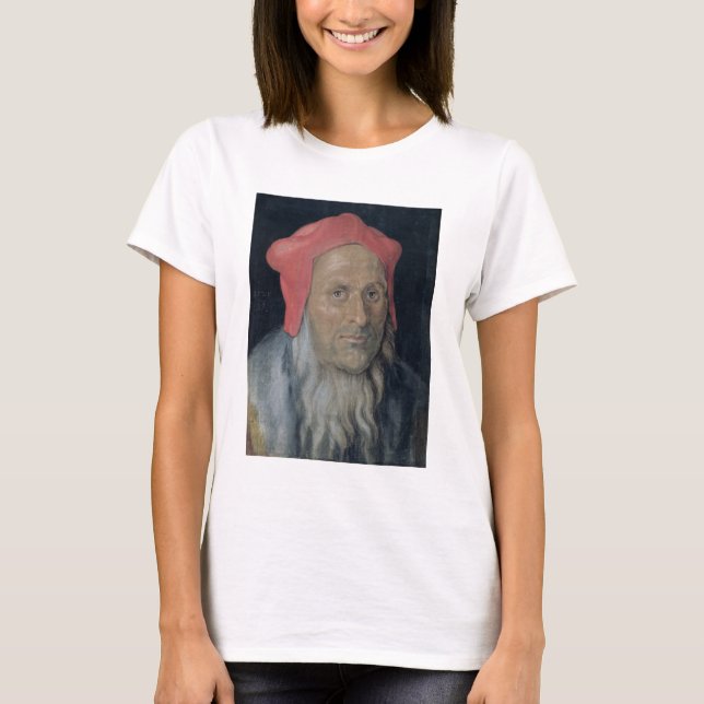 Porträt eines Barteten in einem Red Hat, 1520 (Öl T-Shirt (Vorderseite)