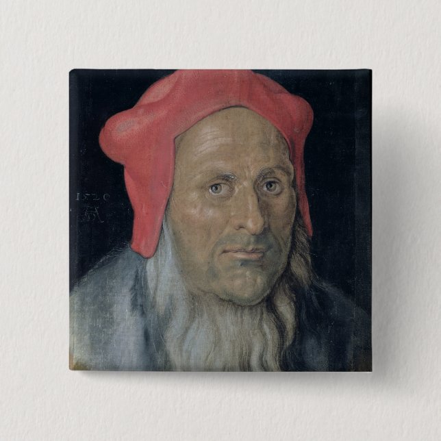 Porträt eines bärtigen Mannes in Red Hat, 1520 (Öl Button (Vorderseite)