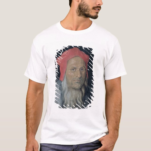 Porträt eines bärtigen Mannes in Red Hat, 1520 (Öl T-Shirt (Vorderseite)