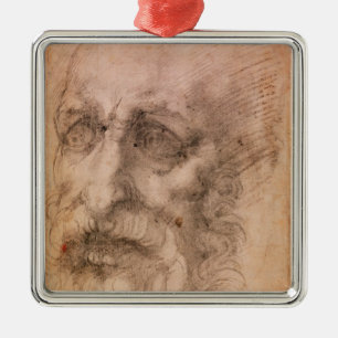 Porträt eines bärtigen Mannes Silbernes Ornament