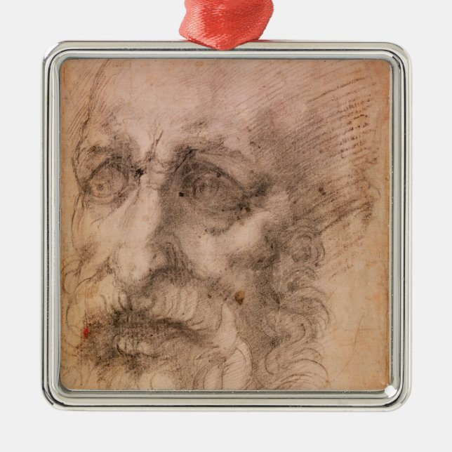 Porträt eines bärtigen Mannes Silbernes Ornament (Vorne)