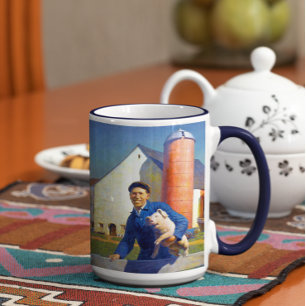 Porträt eines Bauern N C Wyeth Americana Art 15oz  Tasse