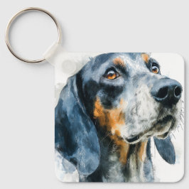 Porträt eines Bluetick Coonhounds Schlüsselanhänger