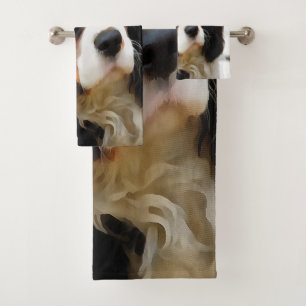 Porträt eines Cavalier King Charles Spaniels Badhandtuch Set