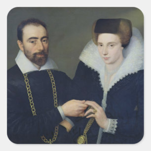 Porträt eines Ehepaares Quadratischer Aufkleber