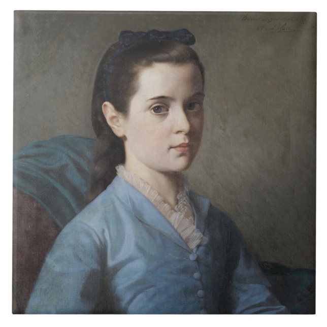 Porträt eines Eleganten Mädchens (von Leloir) Fliese (Vorderseite)