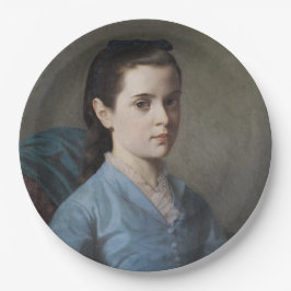 Porträt eines Eleganten Mädchens (von Leloir) Pappteller
