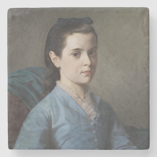 Porträt eines Eleganten Mädchens (von Leloir) Steinuntersetzer (Vorderseite)