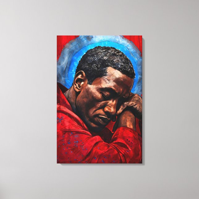 Porträt eines Emotionalen Schwarzen Mannes Leinwanddruck (Vorderseite)