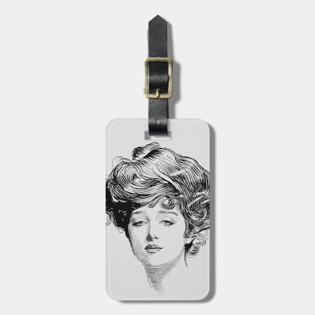 Porträt eines Gibson-Mädchens, 1900 Gepäckanhänger (Vorderseite vertikal)