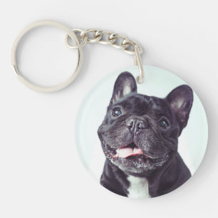 Porträt eines glücklichen französischen Bulldog Schlüsselanhänger