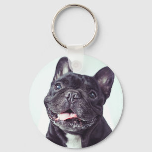 Porträt eines glücklichen französischen Bulldog Schlüsselanhänger