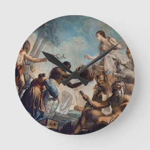 Porträt eines jungen Herrn (Öl auf Leinwand) Runde Wanduhr