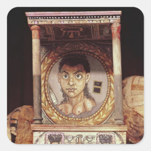 Porträt eines jungen Mädchens mit Angeboten Quadratischer Aufkleber