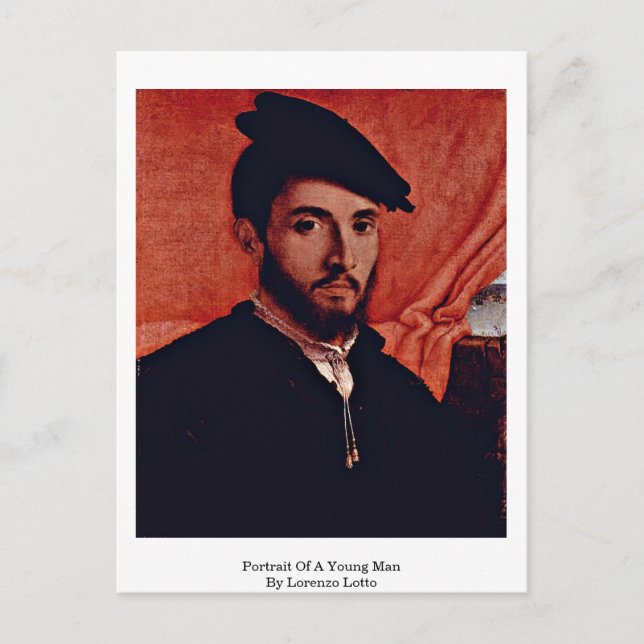 Porträt eines jungen Mannes von Lorenzo Lotto Postkarte (Vorderseite)