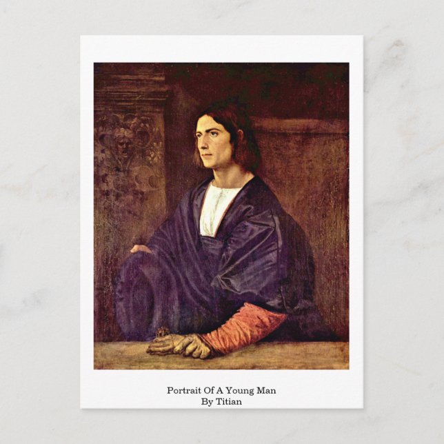 Porträt eines jungen Mannes von Tizian Postkarte (Vorderseite)