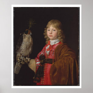 Porträt eines Jungen mit Falke Poster