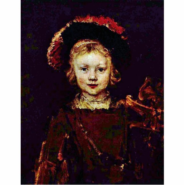 Porträt eines Jungen (Titus Rembrandts Sohn?) Freistehende Fotoskulptur (Vorne)