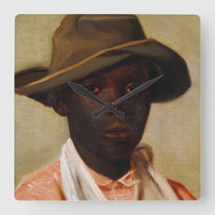 Porträt eines Jungen von Camille Pissarro Quadratische Wanduhr