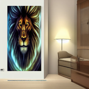 Porträt eines Löwenkopfes AI Art Poster
