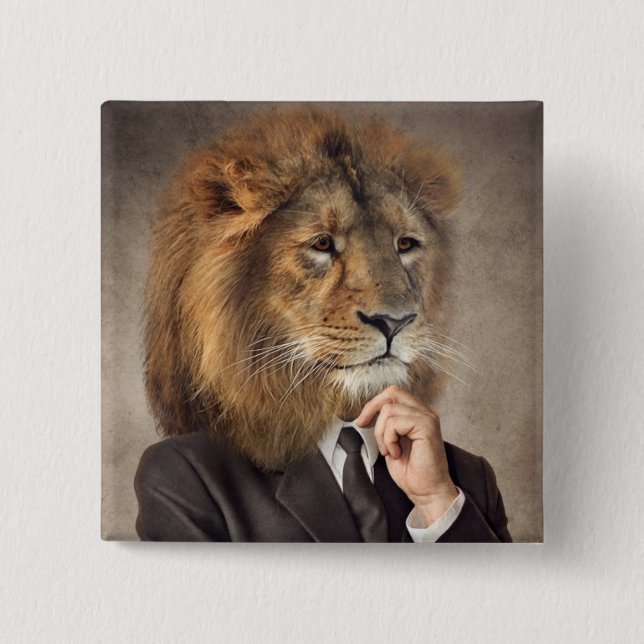 Porträt eines Löwes Button (Vorderseite)