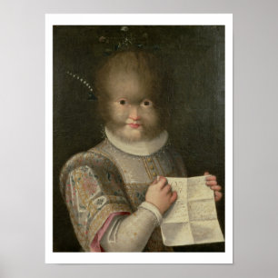 Porträt eines Mädchens bedeckt im Haar Poster