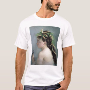 Porträt eines Mädchens, das einen Spatzen hält T-Shirt