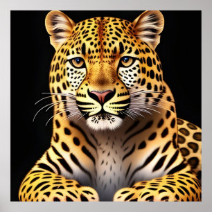 Porträt eines majestätischen Leoparden schließen Poster