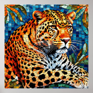 Porträt eines majestätischen Leoparden schließen Poster