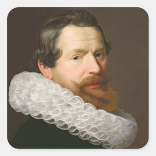 Porträt eines Mannes, der eine Ruppe trägt Quadratischer Aufkleber