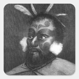 Porträt eines Mannes von Neuseeland Quadratischer Aufkleber