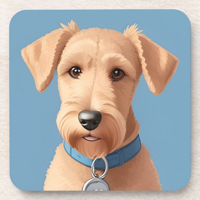 Porträt eines Niedlichen Hundes mit blauem Collar Getränkeuntersetzer (Vorderseite)