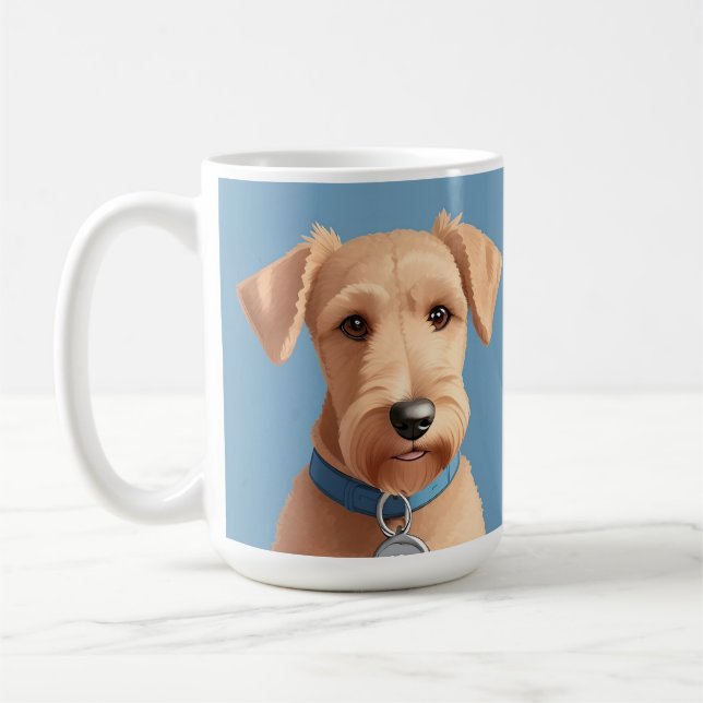 Porträt eines Niedlichen Hundes mit blauem Collar Kaffeetasse (Links)