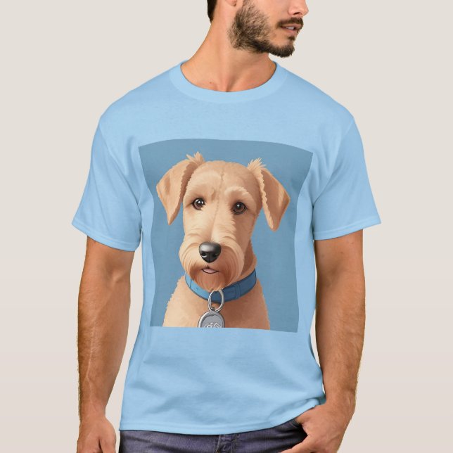 Porträt eines Niedlichen Hundes mit blauem Collar T-Shirt (Vorderseite)