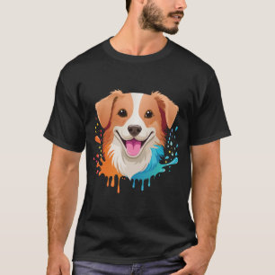 Porträt eines niedlichen Hundes mit fließenden Far T-Shirt
