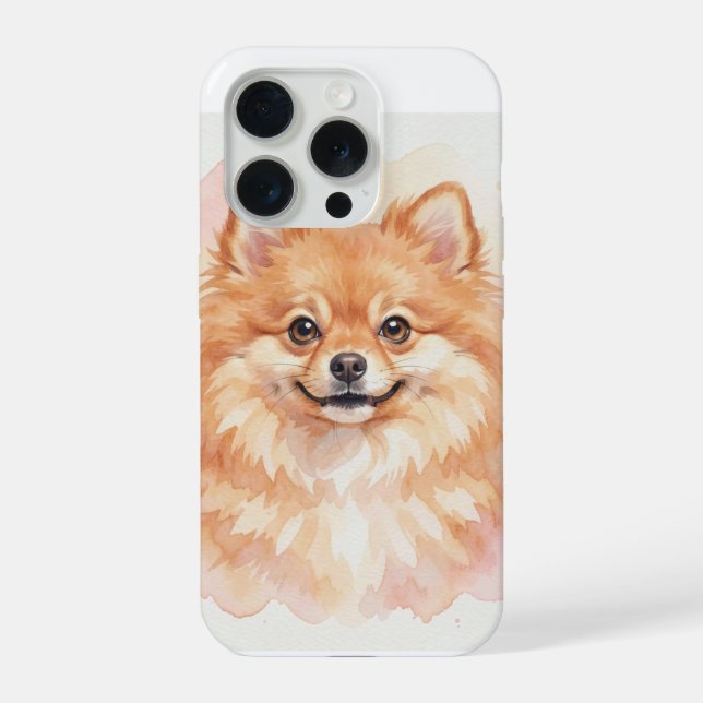 Porträt eines Pomeranian in Wasserfarbe iPhone Hülle (Rückseite)