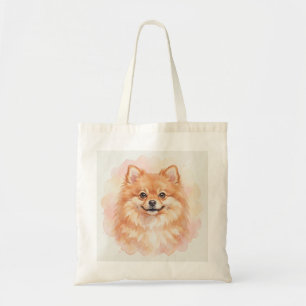 Porträt eines Pomeranian in Wasserfarbe Tragetasche