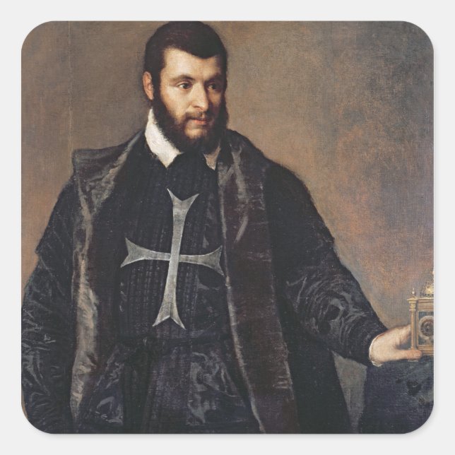 Porträt eines Ritters des Malteserordens Quadratischer Aufkleber (Vorderseite)