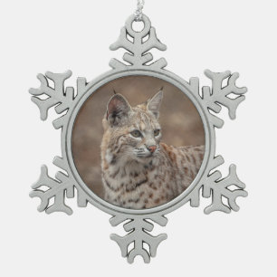 Porträt eines Rotluchses Schneeflocken Zinn-Ornament