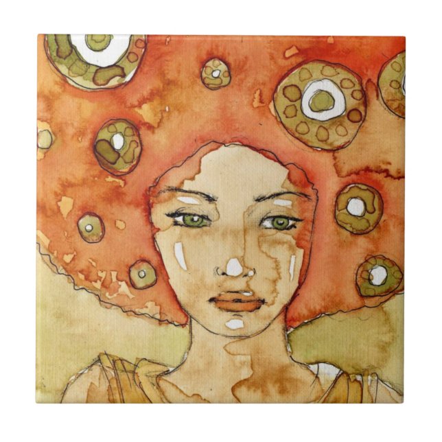 Porträt eines schönen Mädchens Fliese (Vorderseite)