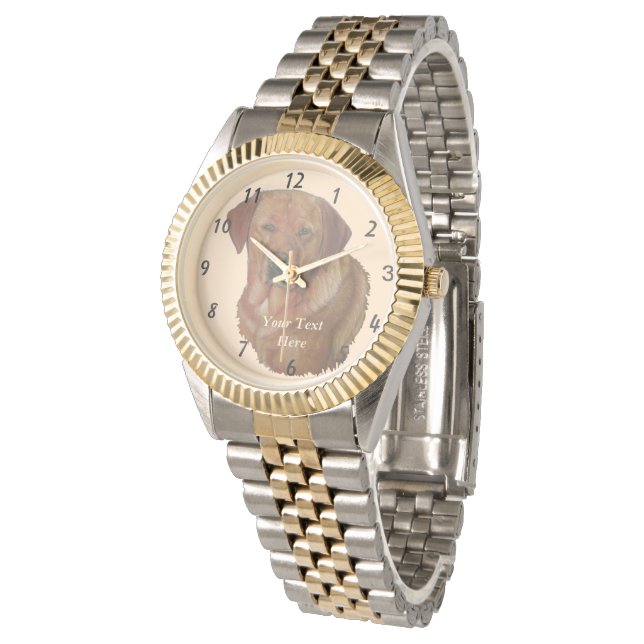 Porträt eines seltenen roten Golden Labrador Retri Armbanduhr (Schrägansicht)