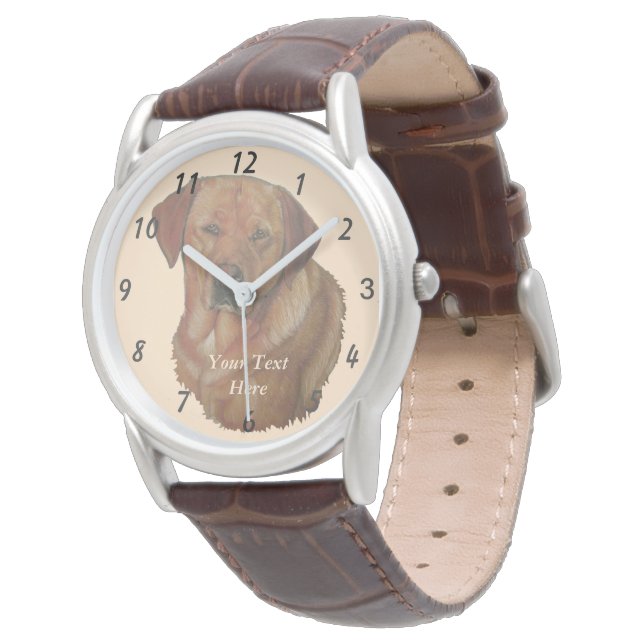 Porträt eines seltenen roten Golden Labrador Retri Armbanduhr (Schrägansicht)
