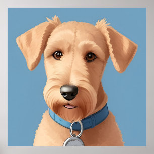 Porträt eines süßen Hundes mit blauem Halsband Poster